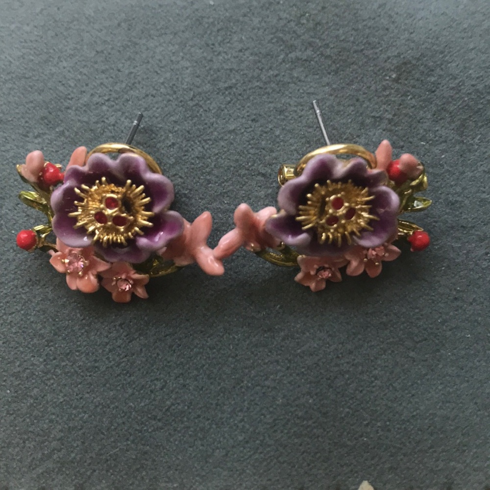 Les Néréides floral earrings - Picture 2 of 4